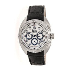 Reign Ronan Automatic Leather-Band Watch w/Day/Date - Black/Silver/Silver