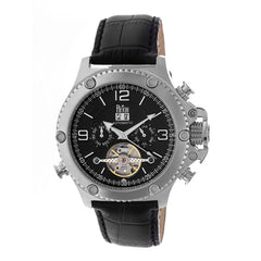 Reign Goliath Automatic Leather-Band Watch - Silver/Black