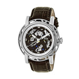 Reign Stavros Automatic Skeleton Leather-Band Watch - Silver/Dark Brown REIRN3701