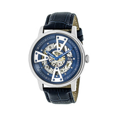Reign Belfour Automatic Skeleton Leather-Band Watch - Silver/Blue REIRN3603