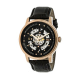 Reign Belfour Automatic Skeleton Leather-Band Watch - Rose Gold/Black REIRN3605