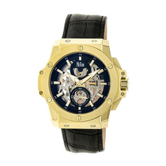 Reign Commodus Automatic Skeleton Leather-Band Watch - Gold/Black REIRN4004