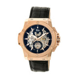 Reign Commodus Automatic Skeleton Leather-Band Watch - Rose Gold/Black REIRN4005