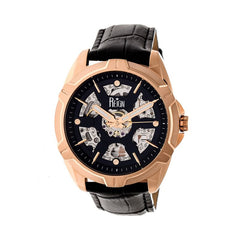 Reign Carlisle Automatic Skeleton Leather-Band Watch - Rose Gold/Black REIRN4206