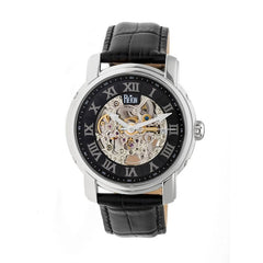 Reign Kahn Automatic Skeleton Leather-Band Watch - Silver/Black REIRN4304
