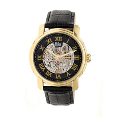 Reign Kahn Automatic Skeleton Leather-Band Watch - Gold/Black REIRN4305