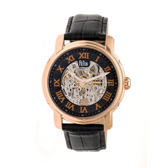 Reign Kahn Automatic Skeleton Leather-Band Watch - Rose Gold/Black REIRN4306