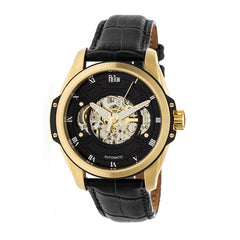 Reign Henley Automatic Semi-Skeleton Leather-Band Watch - Gold/Black REIRN4505