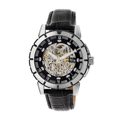 Reign Philippe Automatic Skeleton Leather-Band Watch - Black/Silver REIRN4604
