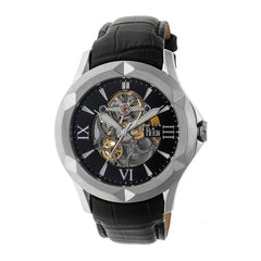 Reign Dantes Automatic Skeleton Dial Leather-Band Watch - Silver/Black REIRN4704