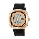 Reign Nero Skeleton Dial Leather-Band Watch - Rose Gold REIRN4805
