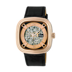 Reign Nero Skeleton Dial Leather-Band Watch - Rose Gold REIRN4805