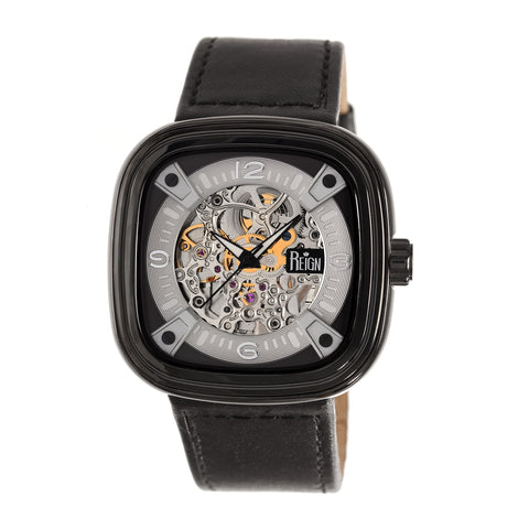 Reign Nero Automatic Skeleton Dial Leather-Band Watch - Black REIRN4806