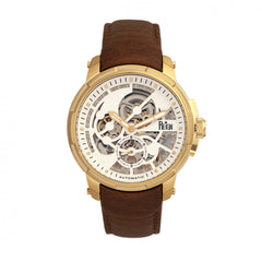 Reign Matheson Automatic Skeleton Dial Leather-Band Watch - Brown/Gold REIRN5303