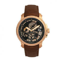 Reign Matheson Automatic Skeleton Dial Leather-Band Watch - Brown/Rose Gold REIRN5305