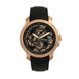 Reign Matheson Automatic Skeleton Dial Leather-Band Watch - Black/Rose Gold REIRN5306
