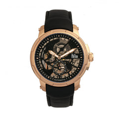 Reign Matheson Automatic Skeleton Dial Leather-Band Watch - Black/Rose Gold REIRN5306