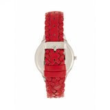 Sophie & Freda Tucson Leather-Band Watch w/Swarovski Crystals - Silver/Red SAFSF4501