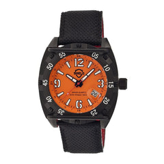 Shield Pilecki Leather-Band Swiss Mens Diver Watch - Black/Orange SLDSH0608