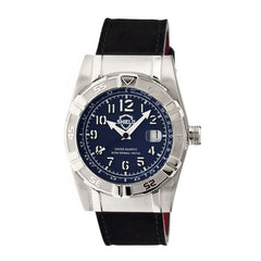 Shield Jarrod Leather-Band Swiss Men's Diver Watch - Silver/Navy SLDSH0407