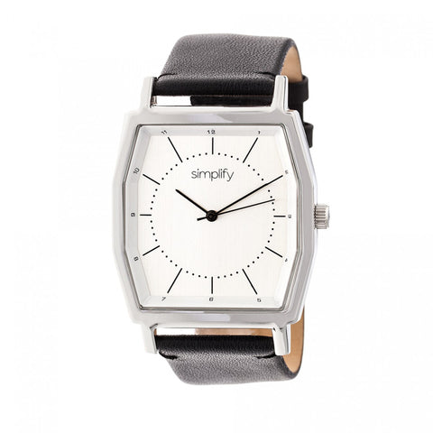 Simplify The 5400 Leather-Band Watch - Silver/Black SIM5401