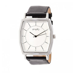 Simplify The 5400 Leather-Band Watch - Silver/Black