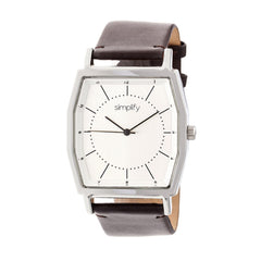 Simplify The 5400 Leather-Band Watch - Silver/Dark Brown SIM5402