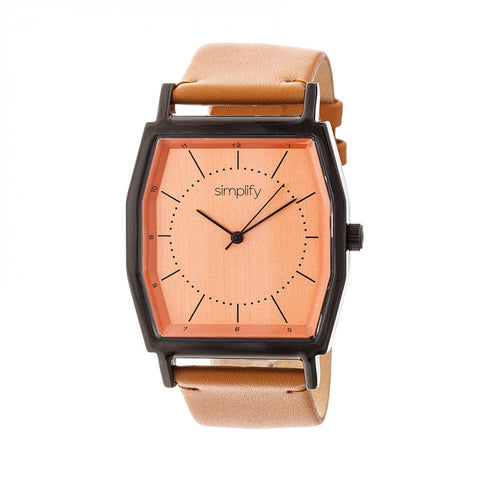Simplify The 5400 Leather-Band Watch - Orange/Camel SIM5406