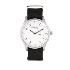 Simplify The 5600 Leather-Band Watch - White/Black