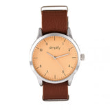 Simplify The 5600 Leather-Band Watch - Nude/Light Brown SIM5604