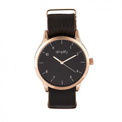 Simplify The 5600 Leather-Band Watch - Black/Dark Brown