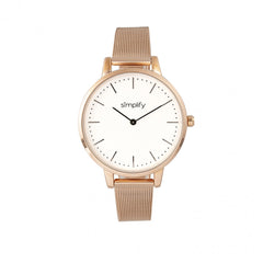 Simplify The 5800 Mesh Bracelet Watch - Rose Gold/White