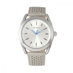 Simplify The 5900 Leather-Band Watch - Silver/Grey SIM5902