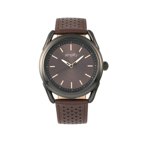 Simplify The 5900 Leather-Band Watch - Black/Brown SIM5905