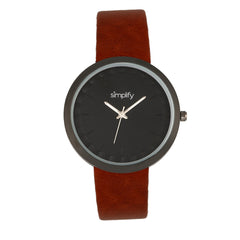 Simplify The 6000 Leather-Band Watch - Black/Dark Brown SIM6006