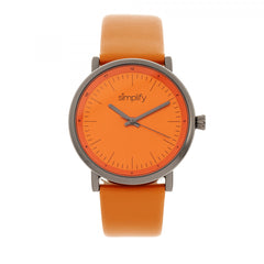 Simplify The 6200 Leather-Strap Watch - Orange SIM6206