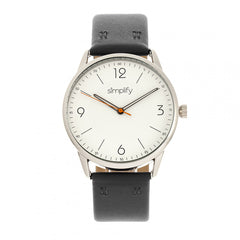 Simplify The 6300 Leather-Band Watch - Black/White