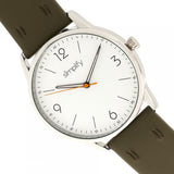 Simplify The 6300 Leather-Band Watch - Olive/White SIM6302
