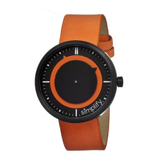 Simplify The 700 Leather-Band Unisex Watch - Orange/Black