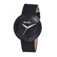 Simplify The 1200 Leather-Band Unisex Watch - Black