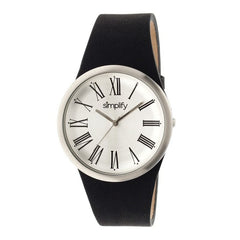 Simplify The 2000 Leather-Band Unisex Watch - Silver
