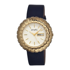 Simplify The 2100 Leather-Band Ladies Watch w/Date - Gold/Black/White SIM2103