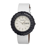 Simplify The 2100 Leather-Band Ladies Watch w/Date - Black/White/White SIM2107