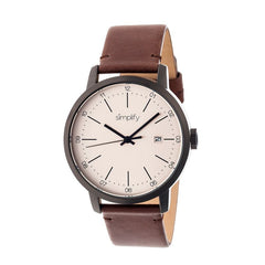 Simplify The 2500 Leather-Band Men's Watch w/ Date - Brown SIM2504
