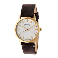 Simplify The 2800 Leather-Band Watch - Gold/Dark Brown SIM2805