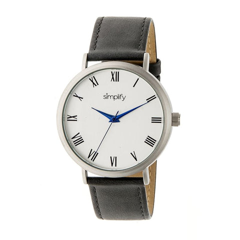Simplify The 2900 Leather-Band Watch - Silver/Charcoal SIM2902