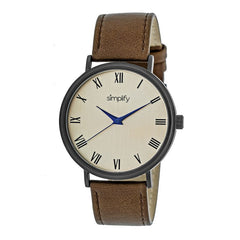 Simplify The 2900 Leather-Band Watch - Black/Brown SIM2905