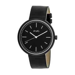 Simplify The 3000 Leather-Band Watch - Black