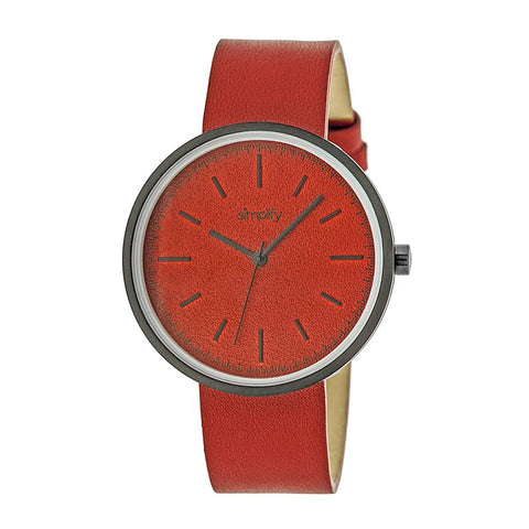 Simplify The 3000 Leather-Band Watch - Red SIM3002