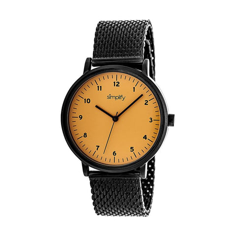 Simplify The 3200 Mesh-Bracelet Watch - Black/Orange SIM3207
